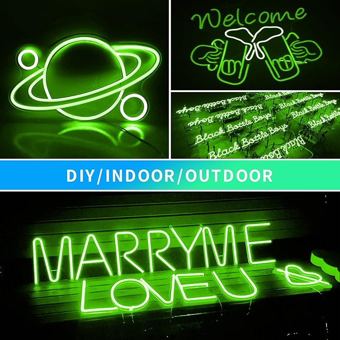 Neon Strip Lights - Bright and Durable Neon Rope Lights 16.4ft/5m for Lighting Decoration Indoors Outdoors[No Power Adapter] Light Strip Green
