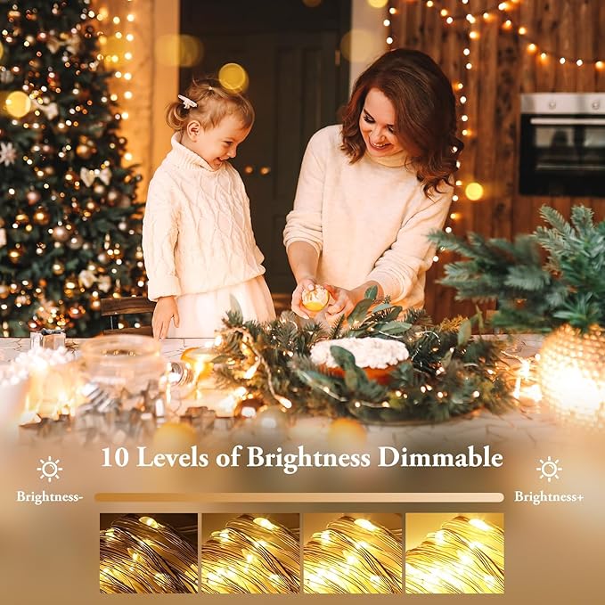 4-Pack 132FT 400LED Fairy Lights Battery Operated with Timer&Remote, Waterproof Twinkle Lights Indoor Outdoor, 8 Modes String Lights for Bedroom Classroom DIY Wedding Decorations,Warm White(33ftx4)