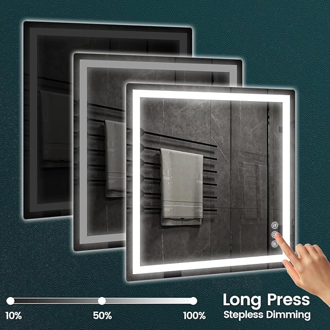 36"x 36" Bathroom Mirror for Over Sink, Anti-Fog LED Bathroom Mirror with Lights, Memory 3 Colors Modes & Dimmable Bathroom Vanity Mirror