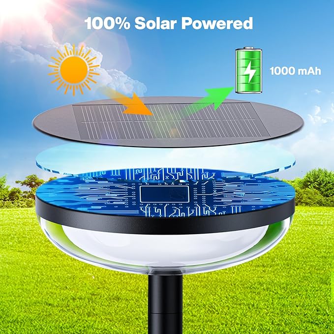 Solar Pathway Lights Outdoor, 6 Pack Tall Solar Garden Lights Waterproof for Yard Flower Bed Patio Path Walkway Driveway Outside Decor Landscape Lighting