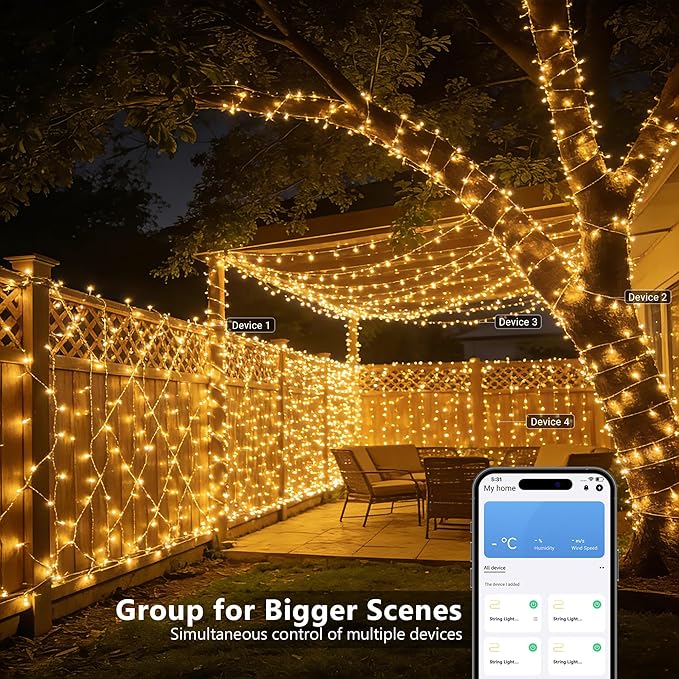 Brizled Smart String Lights Warm White, 32.8ft 100 LED String Lights Work with Alexa & Google Home, Dimmable APP Fairy Light Music Sync Xmas Tree Light Clear Wire for Home Christmas Tree Party Decor