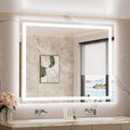 TETOTE LED Lighted Bathroom Mirror with Lights 42 x 36 Brighter Front and Backlit Light up Mirror for Bathroom Wall, Illuminated Vanity Anti Fog Mirror, 3-Color Stepless Dimmable, Tempered Glass