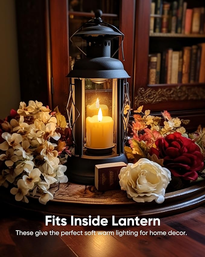 Homemory 2" x 2" Timer Flickering Flameless Candles, Realistic Battery Operated Votive Candles, 6Pack 3D Wick Electric Fake Candles for Christmas, Wedding, Home Decorations (Ivory Base)