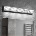 OKELI Crystal Vanity Lights LED Bathroom Vanity Light Fixture Over Mirror Modern Indoor Chrome Lamp, 6000K Cold White Dimmable, 5-Lights, 32W