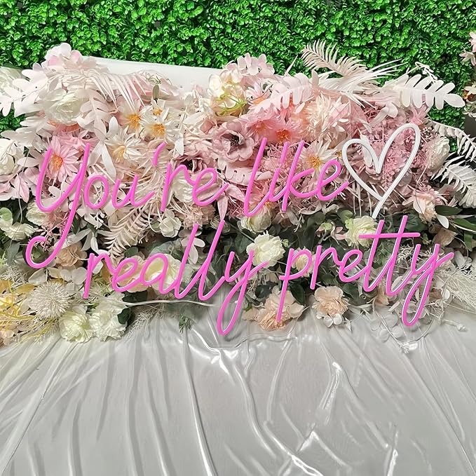 You're Like Really Pretty LED Neon Signs for Wall Decor Neon Wall Art Acrylic LED Lights with Hanging Chain Light Up for Bedroom Decor Graduation Bar Pub Wedding Party 5V USB Powered Dimmable