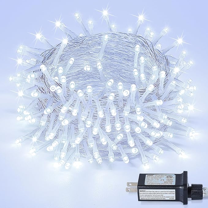 String Lights Indoor Bedroom, 98FT 200 LED Fairy String Lights Outdoor Waterproof, 8 Modes Memory Twinkle Christmas Light Plug in for Classroom Dorm Patio Tree Garden Decor (Cool White)