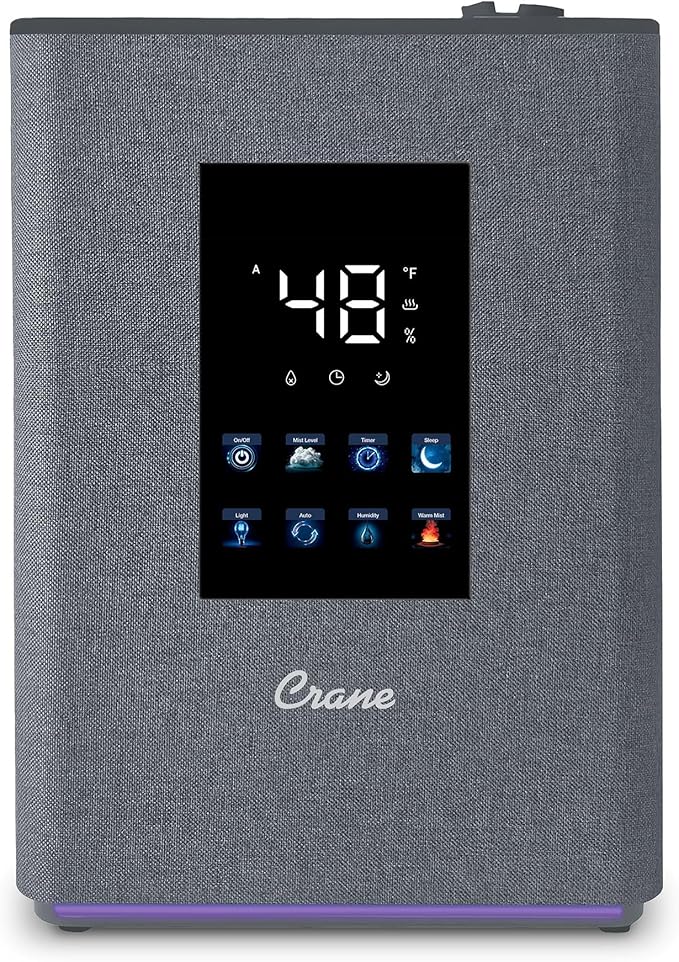 Crane 4.5L Warm and Cool Mist Humidifier, Top Fill Ultrasonic Humidifier for Large Room, Bedroom, Baby Nursery, Easy Clean, Humidifier with Essential Oil Tray, Humidifier with Humidistat & Remote