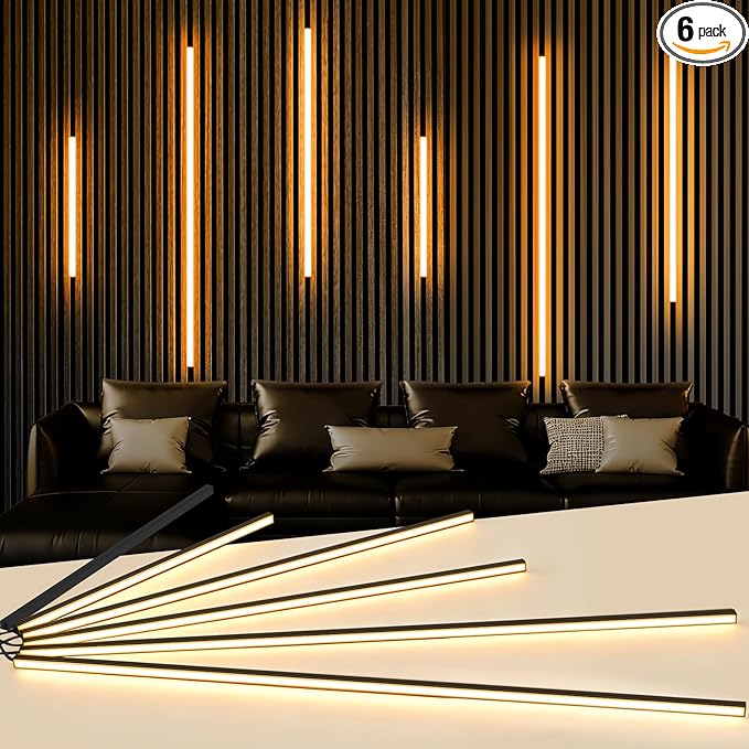 WiFi LED Recessed Lighting Kit for Wall Panels - 6pcs Adhesive Wall Strip Lights for Interior Wall Decor, 3000K Works with Alexa & Google Assistant for Wall Accent Acoustic Panels
