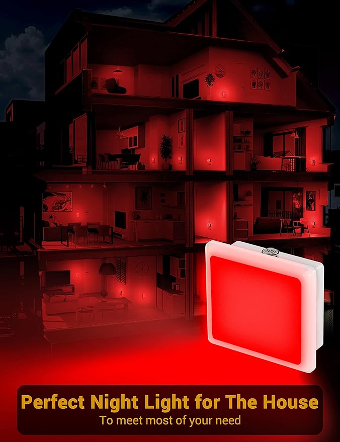 Red Night Light,JandCase Red NightLight[2 Pack],0.3W LED Night Light with Auto Light Sensor,Night Lamp Plug into Wall for Bedroom,Corridor,Hallway,Non-dimmable