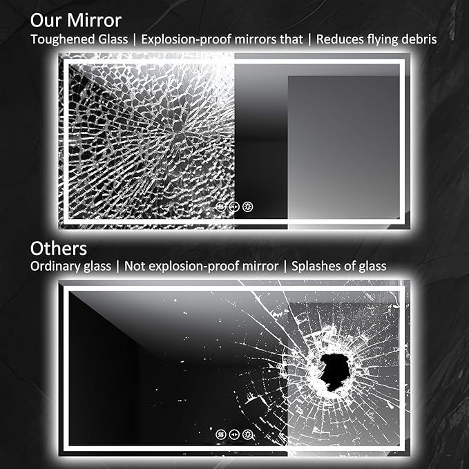 LED Bathroom Mirror 36x72 Inch Anti-Fog Bathroom Mirror with Lights, Wall Mounted Lighted Vanity Mirrors, Dimmable, Backlit + Front Lit, Smart Bathroom Vanity Mirror with 3 Colors Temperature