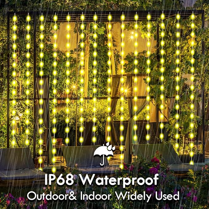 Smart Curtain Lights RGB Color Changing Christmas Curtain Lights, USB Powered with Remote/APP Control Curtain String Lights Waterproof for Backdrop,Bedroom,Window,Patio,Wedding,Decoration (8Ft x 6Ft)