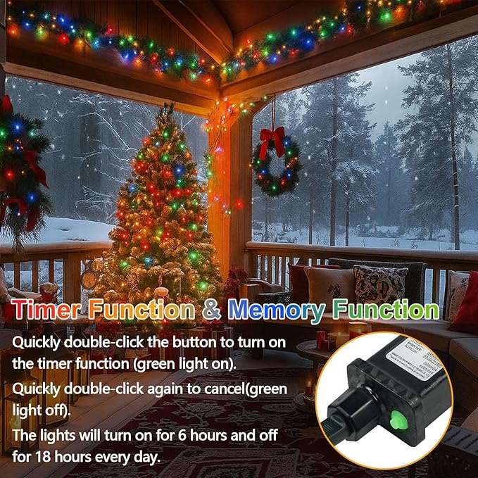 Cool White to Multicolor Color Changing 200 LED 66FT Connectable Christmas String Lights for Outdoor Indoor, 11 Modes Christmas Tree Clear Wire Fairy Waterproof Lights with Memory & Remote & Timer