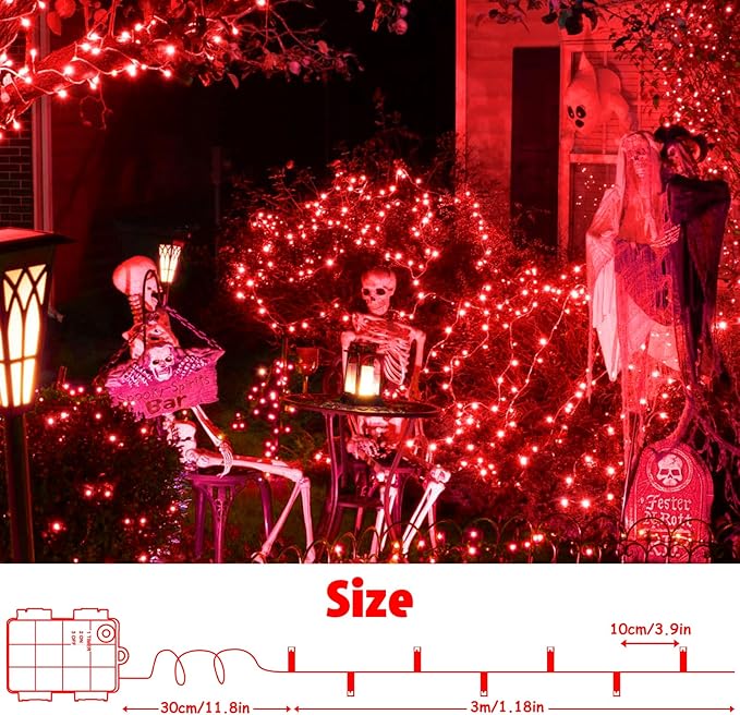 String Lights Outdoor Waterproof 9.8ft 30 LED, Red Fairy Lights Battery Operated with Timer Clear Wire for Indoor & Outdoor Christmas Vanlentines Decorations Garland Party Garden 2 Packs