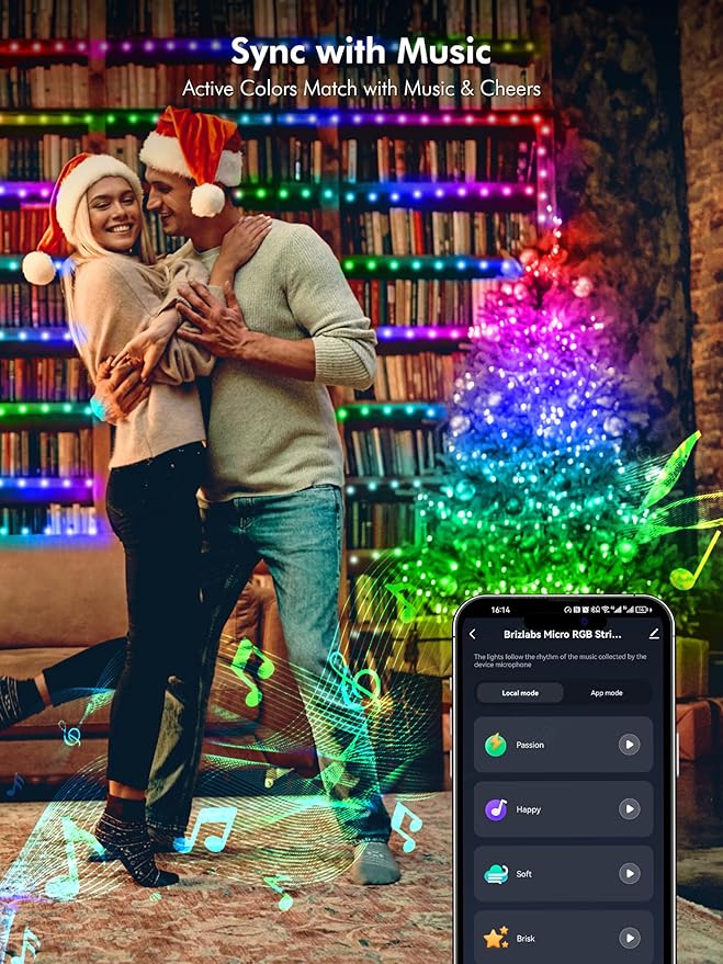 BrizLabs Smart Fairy String Lights, 66ft 200 LED WiFi Easter Fairy Lights App Control, Dimmable Pastel Light Rainbow Christmas Lighting, Music Sync RGB Xmas Lighting Work with Alexa & Google Home