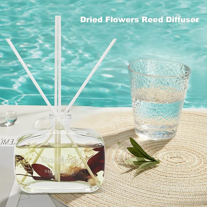 Reed Diffuser Set with Sticks, Daroma Dried Flowers Aromatherapy Reed Diffuser with Nature Essential Oil, Fragrance Scent Diffuser for Home Décor & Office, for Christmas, Shangri-La Hotel