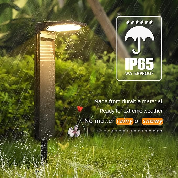 Solar Pathway Lights 8 Pack with Warm White and Cool White Mode, Modern Solar Path Lights Outdoor Waterproof, Perfect Solar Lights for Backyard, Lawn, Driveway, Walkway, Garden Decorative.