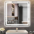 LED Bathroom Mirror 24"x 24" with Frontlit and Backlit, Anti-Fog Bathroom Vanity Mirror,Stepless 3 Colors Temperature & Dimmable Wall Mounted Mirror,Memory Tempered Glass Mirror for Bathroom