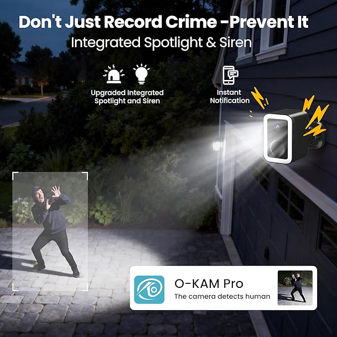 2026 Upgraded 2K Security Cameras Wireless Outdoor, AI Motion Detection & Spotlight Siren Alarm, Outside Battery Powered Camera for Home Security, Full-Color Night Vision, Support WiFi 5G & 2.4G