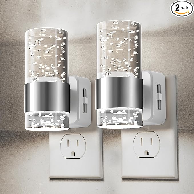 L LOHAS LED Night Light, Plug in Night Light with Auto Light Sensor[2-Pack], Brightness Adjustable with Daylight White 5000K, Wall Sconce-Style Design Nightlight for Bathroom, Hallway, Enterway