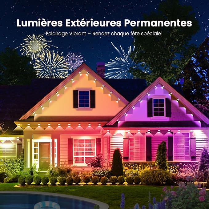 Permanent Christmas Lights Outdoor, DIY App & Bluetooth Music, Waterproof Ip65, 200 Ft Permanent Outdoor Lights for Soffit Fence Garage Landscape Patio.