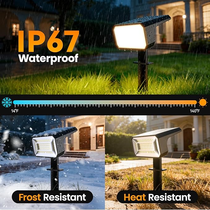 Fabrito 8 Pack Solar Spot Lights Outdoor Waterproof IP67, [108 LEDs, 4 Modes] Dusk to Dawn Spotlights with 1500mAh Battery for All Night, Landscape Lights for Tree, Yard, Pool, Pathway, Cool White