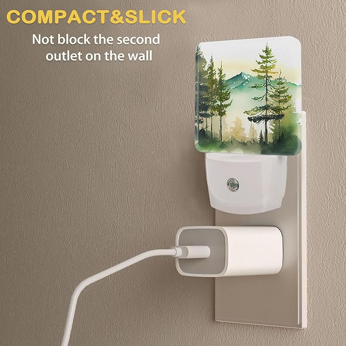 Misty Forest Night Light,Plug in Night Light, Dusk to Dawn Sensor Nightlights for Stairway/Hallway/Kitchen/Bedroom/Bathroom 0.5W