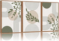YeeHomedec Boho Sage Green Framed Canvas Wall Art, Mid Century Modern Wall Decor, Large Minimalist Art Print, Abstract Geometric Leaf Art Painting for Bathroom Living Room Bedroom Office 16"x24"x3
