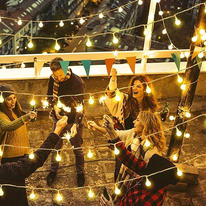 180ft Globe String Lights with 16ft Extended Lead & Stable Remote - 300 LED Warm White, 8 Distinct Modes, IP44 Waterproof & UL Listed for Backyard Wedding Patio Garden Large Area Decoration