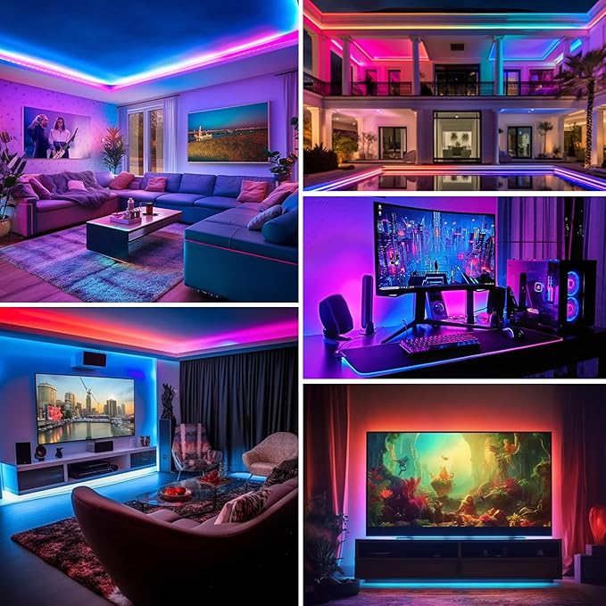 WS2812B RGB LED Strip, Individually Addressable LED Strip, Chasing Effects Dream Color 5050SMD 5M 150 LED Pixel Strip Rope Light DC 5V (White PCB 16.4FT 30Pixels/m Waterproof IP67)