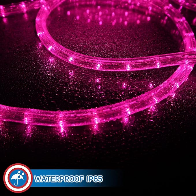 Russell Decor 200ft/60m Led Rope Lights Lamps Kit Indoor Outdoor Decorative Lighting for Party Wedding Valentine's Day Backyard Patio Deck Bright Flexible String Tube Lights Waterproof- Pink