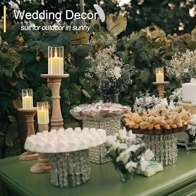 6 Pack Flickering Flameless Votive Candles with Timer and Remote, Battery Operated Long Lasting 300+ Hours, Small Pillar LED Fake Candles for Wedding Home Decor, Acrylic Shell, 2" x 3"