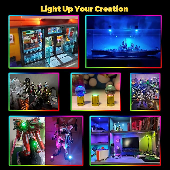 10 Pack Small Spotlight Battery Operated LED Lights, Warm White LED Wireless Miniature Spot Light for Artwork Painting,Jewelry Showcase Display,Closet,DIY Hand Craft (Multicolor Changing)