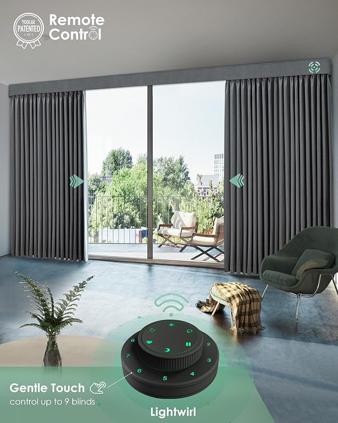 Yoolax Smart Retractable Curtain Compatible with Alexa and Google Home, Motorized Curtain Hardwired with Remote Customized Size (Woven Grey)