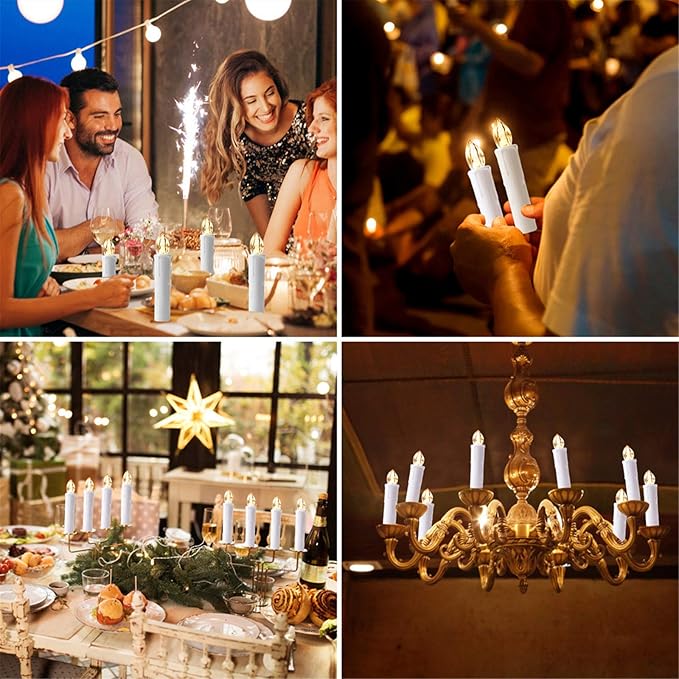 10 PCS Flameless Tapers - Battery Operated LED Window Candles with Remote Updated Timer Function - Christmas Candles Warm White - Perfect for Wedding/Party/Birthday Decor