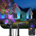 Linkind Smart Solar Lights Outdoor Waterproof SL6C, Dual-Ring Solar & USB Charging Solar Spotlights Outdoor Waterproof IP66, Color Changing Spot Light for Yard, Tree, Landscape, House, 1 Pack
