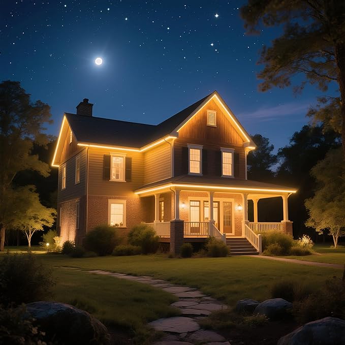 DELight AC 110-120V Waterproof IP65 Retro 2700K Warm White 150ft Ceiling Neon Rope Lights with Remote Control Dimmable Cuttable Flexible LED Strip Lights Outdoor Patio Lawn Roof DEL-D150W