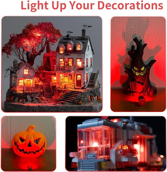 12 Pack Mini LED Lights, Red Light Small LED Lights Battery Powered for Crafts, Tiny Miniature Spotlights, Wireless Dollhouse Light for Displays, Party,Wedding,Halloween Decorations