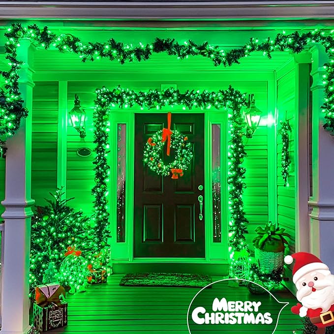 JMEXSUSS 200 LED Remote Control Green Christmas Fairy Lights, 66 ft 8 Modes Fairy Lights Indoor with Wheel, Plug in Green Light Outdoor for Halloween Christmas Decor