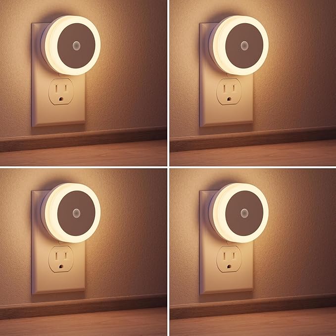 Briignite Night Lights Plug into Wall, [2 Pack], Nightlight with Light sensors, LED Night Light for Kids Room, Baby Night Light, Bathroom NightLights, Stair Lights, Hallway Light, Warm White