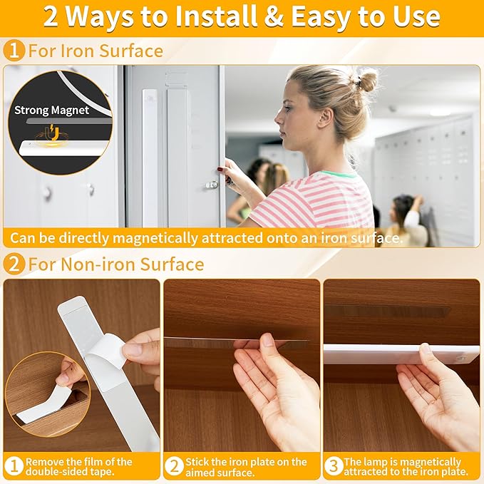Wireless Under Cabinet Lighting 16 Inch 3 Pack, Magnetic Motion Sensor Light Indoor USB C Rechargeable Closet Lights, 3 Color Dimmable LED Night Light Stick on Under Counter Lights for Kitchen Stairs