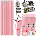 XLHOMO 28PC Bathroom Set - Gorgeous Pink Bathroom Set, Bathroom Accessory Set, Pink Shower Curtain Set with 5PC Shower Caddies