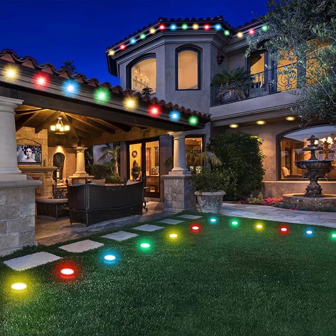 200 FT Permanent Outdoor Lights, Waterproof 2-in-1 Eaves & Ground Stakes LED String Lights with App/Remote Control for House, Garden– Smart Color-Changing Lighting for Halloween Christmas Decorations