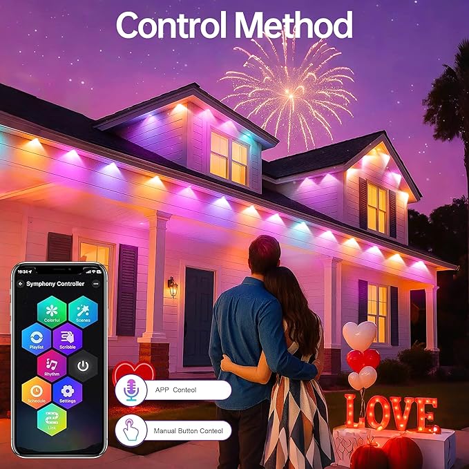 Permanent Outdoor Lights 250ft RGB+IC Outdoor String Lights App Control IP67 Waterproof,100 Scene Modes Decorations for Home,Christmas,Halloween,Holiday, Daily,Birthday Decor