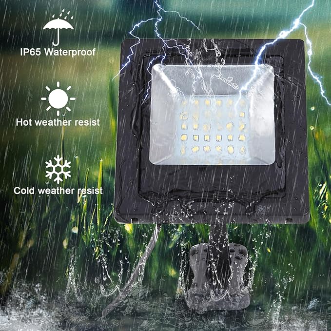 Solar Lights for Outside Dusk to Dawn with 16FT Cord Solar Flood Light 4400mAh Waterproof 6000K LED Lighting for Outside, Flag Pole, Shed, White 2 Pack
