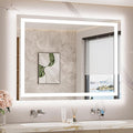 TETOTE LED Lighted Bathroom Mirror with Lights 40 x 30 Brighter Front and Backlit Light up Mirror for Bathroom Wall, Illuminated Vanity Anti Fog Mirror, 3-Color Stepless Dimmable, Tempered Glass