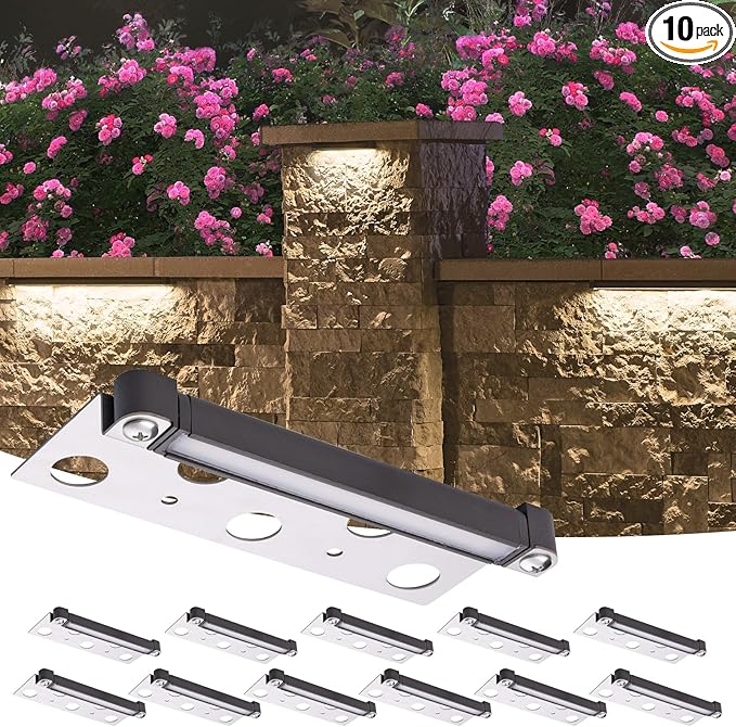 LED Hardscape Light 7 Inch 1.5W Deck Step Paver Wall Garden Pathway Lamp, Warm White 2700K, 12V Low Voltage AC/DC, Outdoor IP65 Waterproof 10 Pack