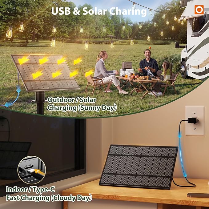 addlon 104FT(96FT+8) Solar String Lights Outdoor Waterproof with USB Port & Remote Control Solar Patio Lights for Outside Solar Powered with 34 LED Dimmable Bulbs for Porch Garden Deck Halloween