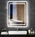 18“ x 24” LED Bathroom Smart Mirror, Rectangle Mirror with Three Color Light Temperature Brightness Settings,Backlit + Front Lit,Wall-Mounted Vanity Mirror with Memory Function