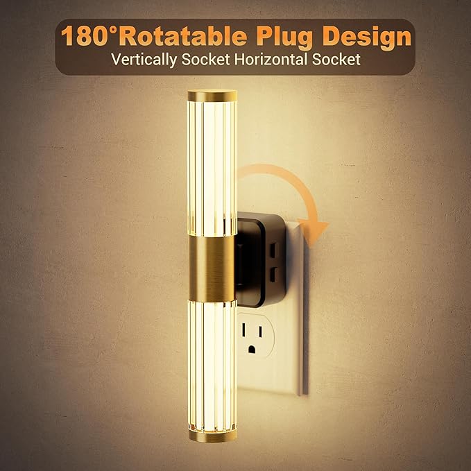 JandCase Night Light, Night Lights Plug into Wall, Color Changing Nightlight RGB with Dusk to Dawn Sensor, Vanity Light Bar for Hallway, Bathroom, Rooms[2 Pack]