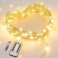 JMEXSUSS USB Fairy Lights for Bedroom, 33ft 100 LED Twinkle Lights Plug in with Remote, Indoor String Light for Dorm Girl's Room Tent DIY Birthday Gift Party Decor, Silver Wire, Warm White,Timer